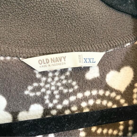 Old Navy Love Peace Mock Neck Long Sleeve Full Zip Fleece Jacket Brown XXL - Picture 5 of 10